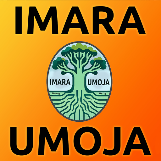  Logo for Imara Umoja featuring a green tree with the words “Imara” and “Umoja” in its branches, and “Strong” and “Unity” in its roots, on an orange background. 